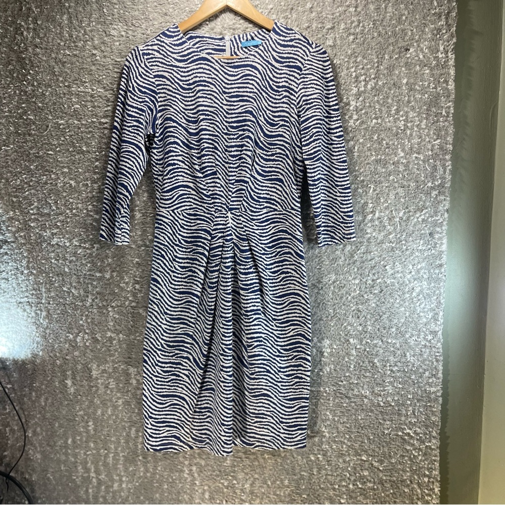 J. McLaughlin Catalina Cloth Pleated Dress Sz Xs Nylon 3/4 Sleeve Performance